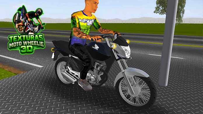 Skin Honda Start Branco e Preto – Realismo Urbano e Detalhes Minimalistas no Moto Wheelie 3D